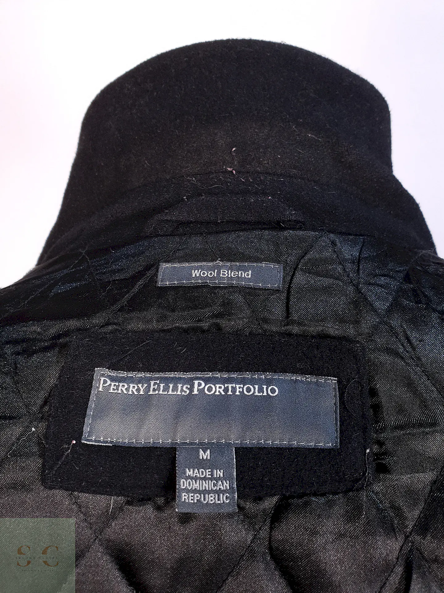 Chaqueta Negra Perry Ellis 60% Lana Talla M 12