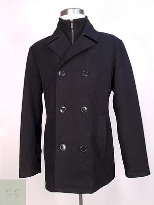 Abrigo Marinero Negro Kenneth Cole Lana Talla L