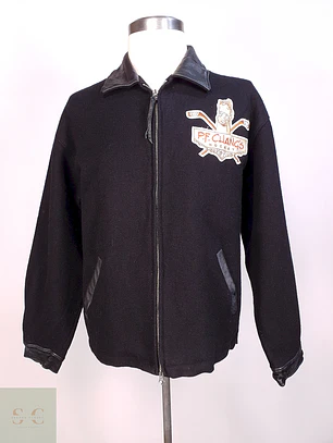 Abrigo Chaqueta Negra Roots Made in Canadá Lana y Cuero – Talla L