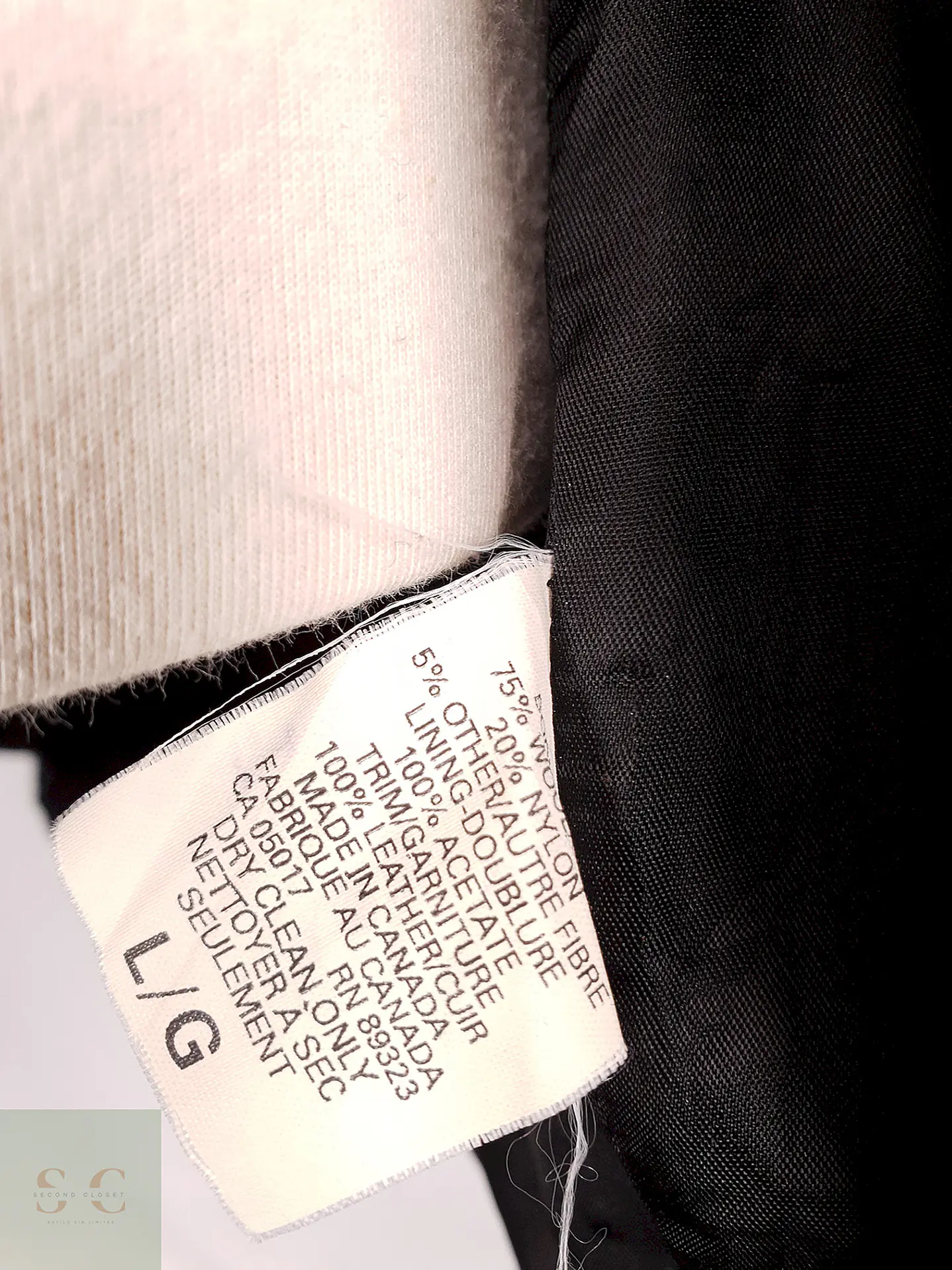Chaqueta Negra Roots Made in Canadá 75% Lana Detalles Cuero Talla L 9