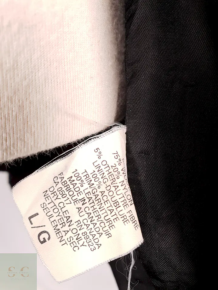 Chaqueta Negra Roots Made in Canadá 75% Lana Detalles Cuero Talla L 9