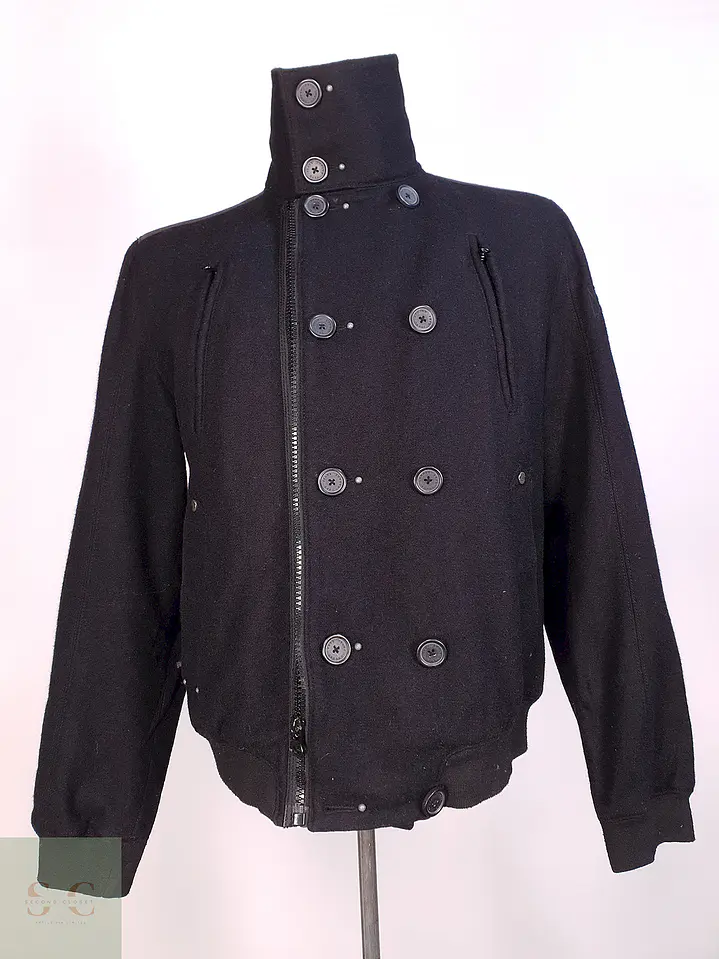Chaqueta Abrigo Prime Denim Brand Negro 50% Lana Talla SM 1