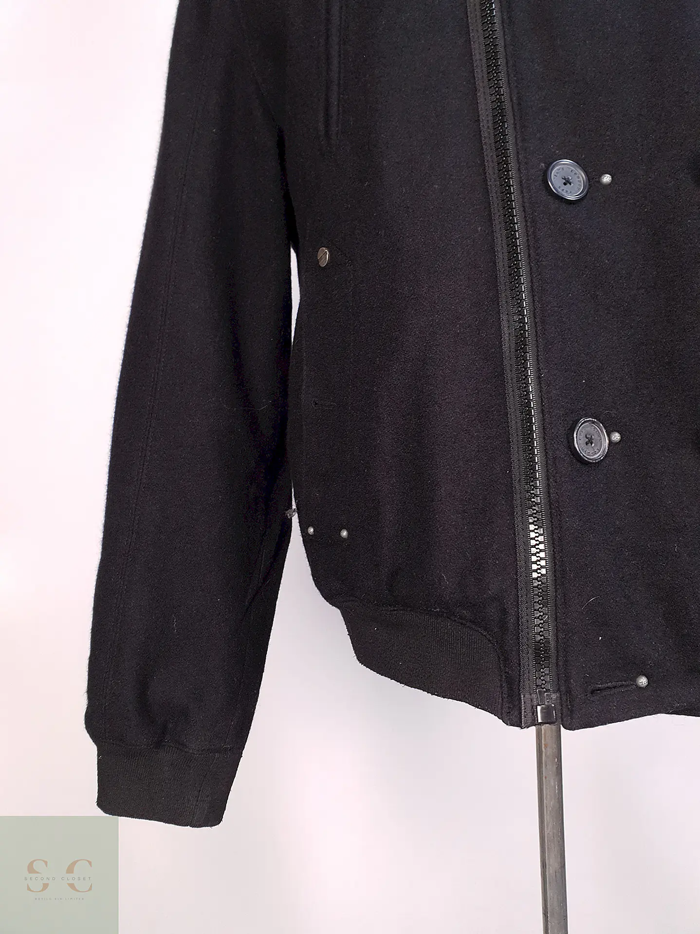 Chaqueta Abrigo Prime Denim Brand Negro 50% Lana Talla SM 2