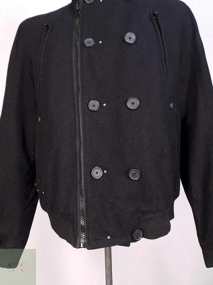 Chaqueta Abrigo Prime Denim Brand Negro 50% Lana Talla SM 3