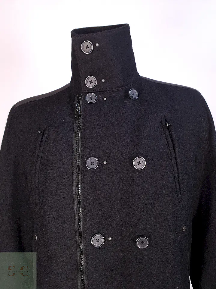 Chaqueta Abrigo Prime Denim Brand Negro 50% Lana Talla SM 4
