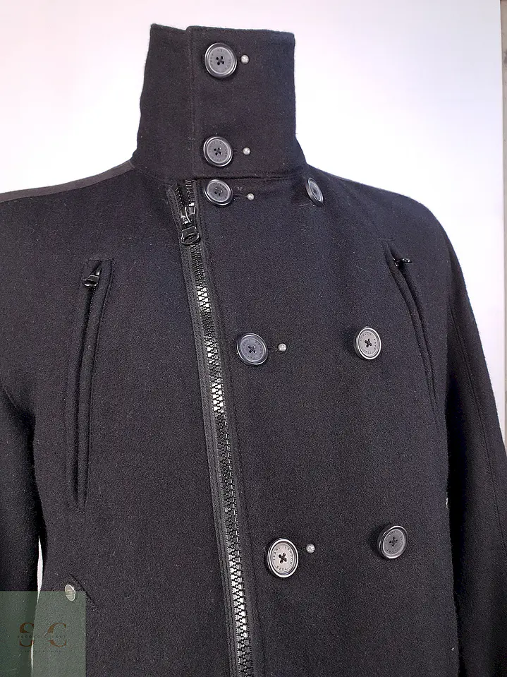 Chaqueta Abrigo Prime Denim Brand Negro 50% Lana Talla SM 5
