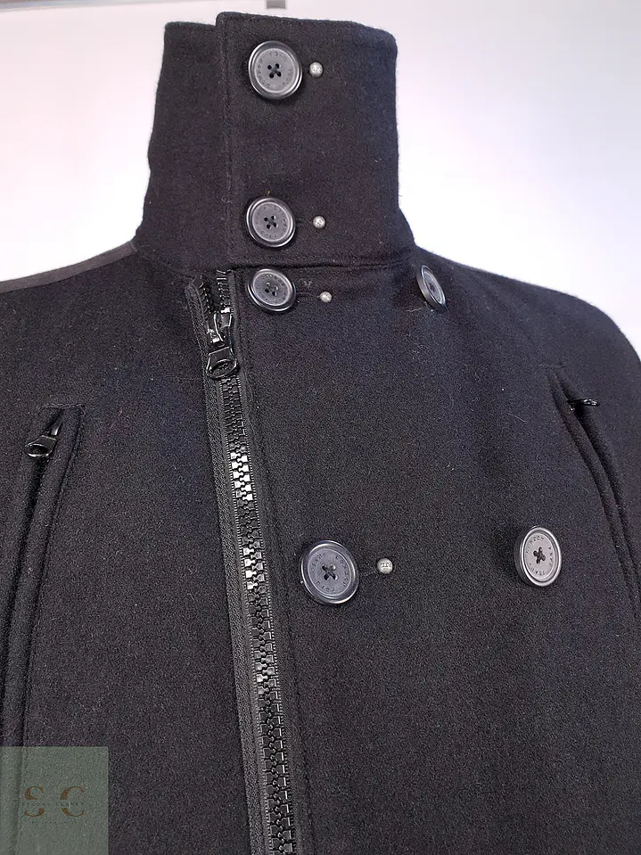Chaqueta Abrigo Prime Denim Brand Negro 50% Lana Talla SM 6