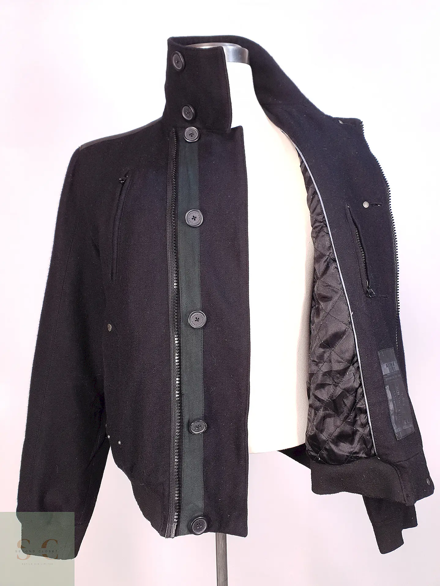 Chaqueta Abrigo Prime Denim Brand Negro 50% Lana Talla SM 10