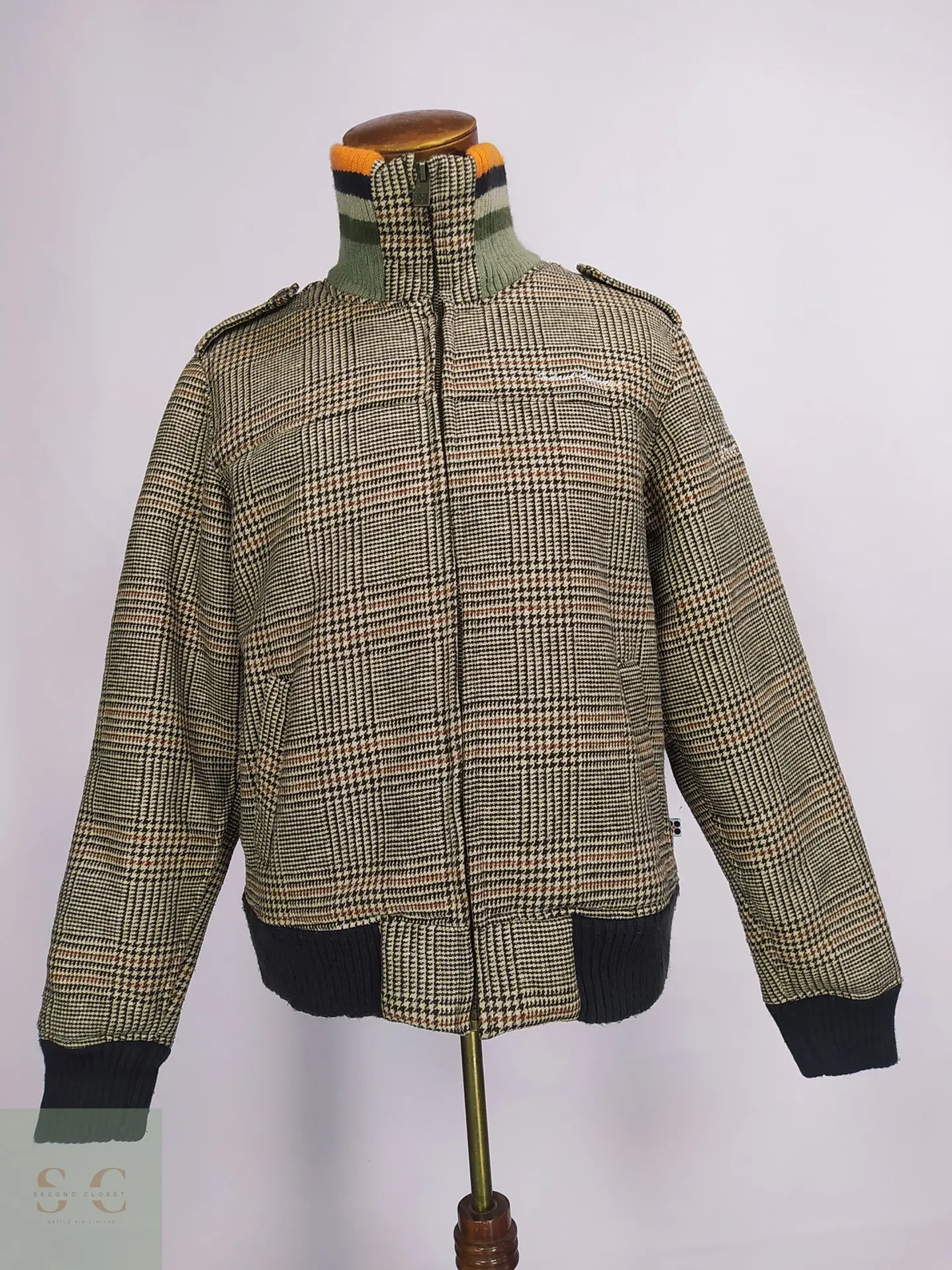 Chaqueta Ireland de Mezcla de Lana Cuadros Glen Plaid y Chiporro Talla M 1