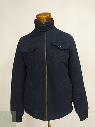 Chaqueta de Mezcla de Lana Azul Marino con Forro Acolchado Talla SM