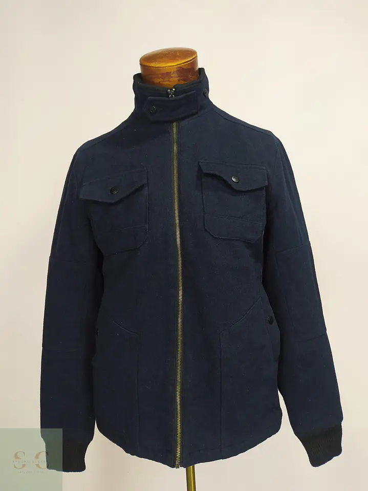 Chaqueta de Mezcla de Lana Azul Marino con Forro Acolchado Talla SM 1