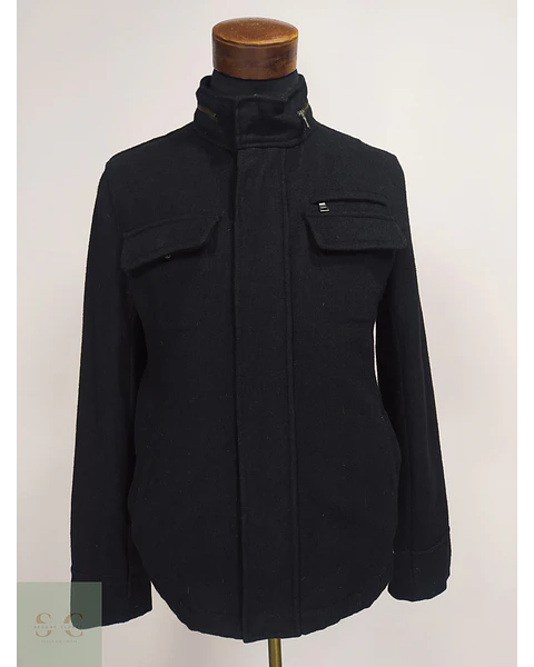 Chaqueta Estilo Field Jacket de Mezcla de Lana Negra Talla SM