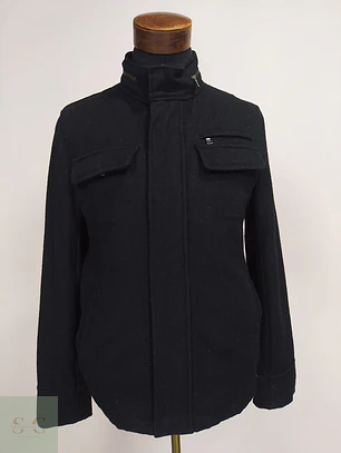 Chaqueta Estilo Field Jacket de Mezcla de Lana Negra Talla SM