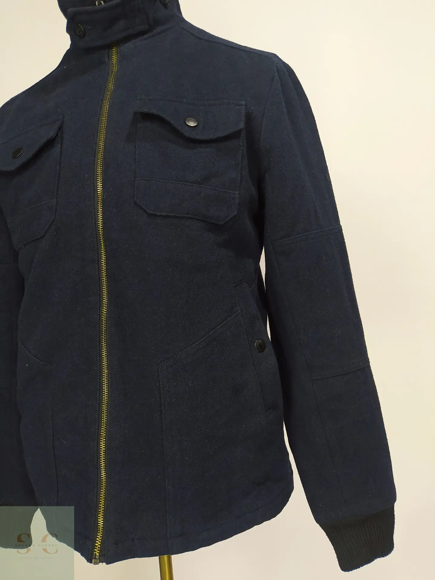 Chaqueta de Mezcla de Lana Azul Marino con Forro Acolchado Talla SM 2