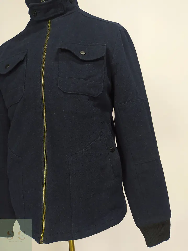 Chaqueta de Mezcla de Lana Azul Marino con Forro Acolchado Talla SM 2