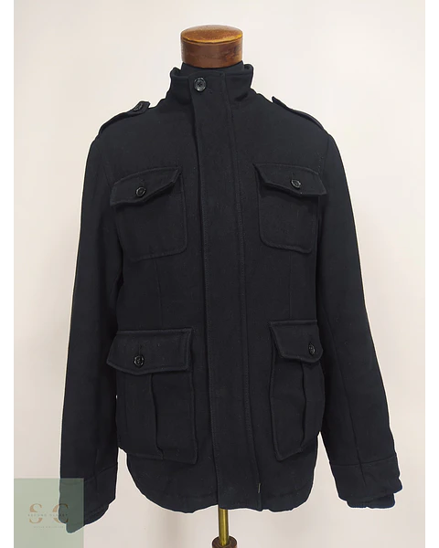 Chaqueta Utilitaria de Mezcla de Lana Negra con Forro Acolchado Merona Talla M