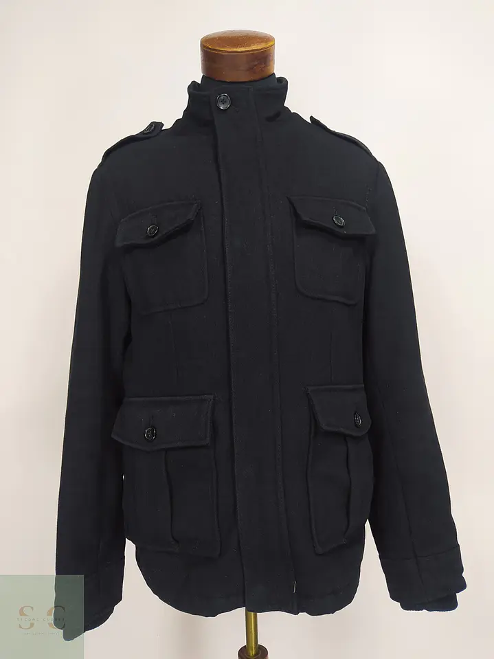 Chaqueta Utilitaria de Mezcla de Lana Negra con Forro Acolchado Merona Talla M 1