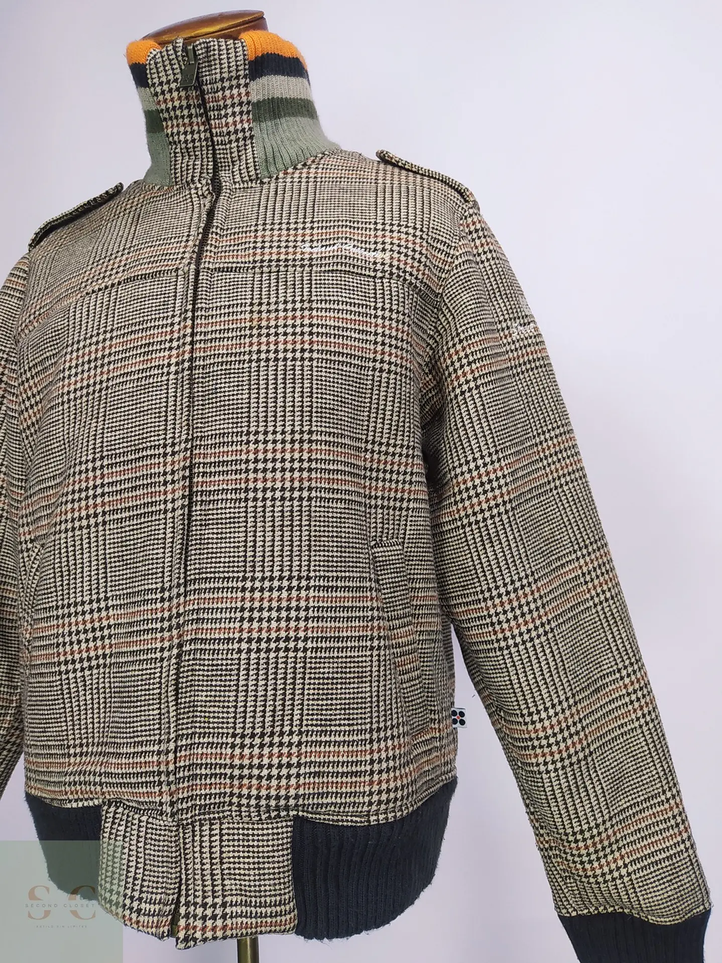 Chaqueta Ireland de Mezcla de Lana Cuadros Glen Plaid y Chiporro Talla M 3