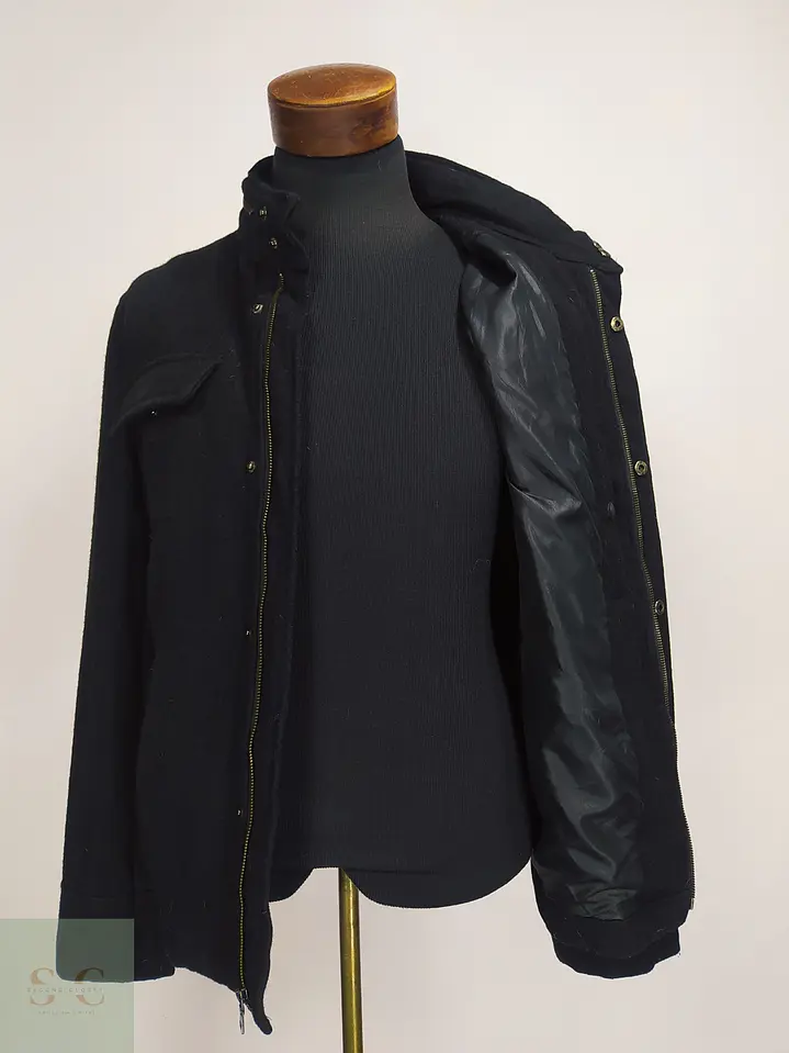 Chaqueta Estilo Field Jacket de Mezcla de Lana Negra Talla SM 3
