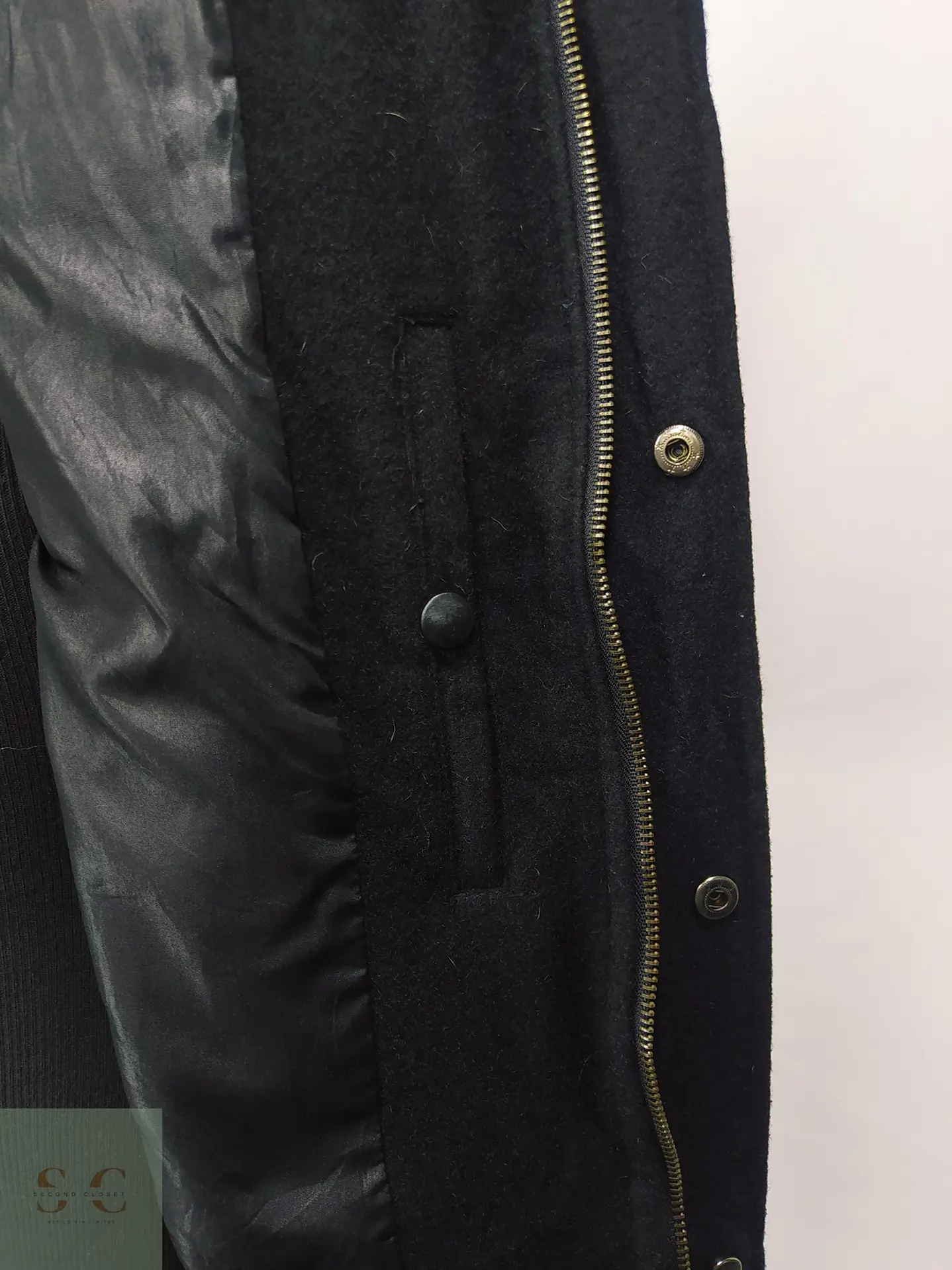 Chaqueta Estilo Field Jacket de Mezcla de Lana Negra Talla SM 4