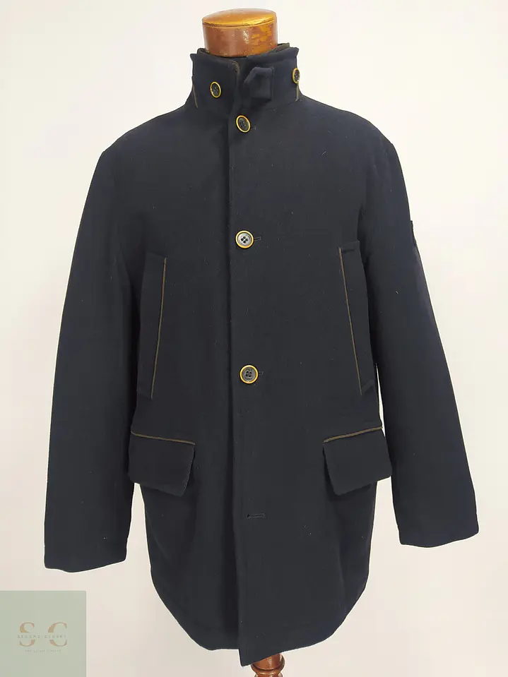 Abrigo Pierre Cardin París Negro con Pechera Acolchada Talla XL 1
