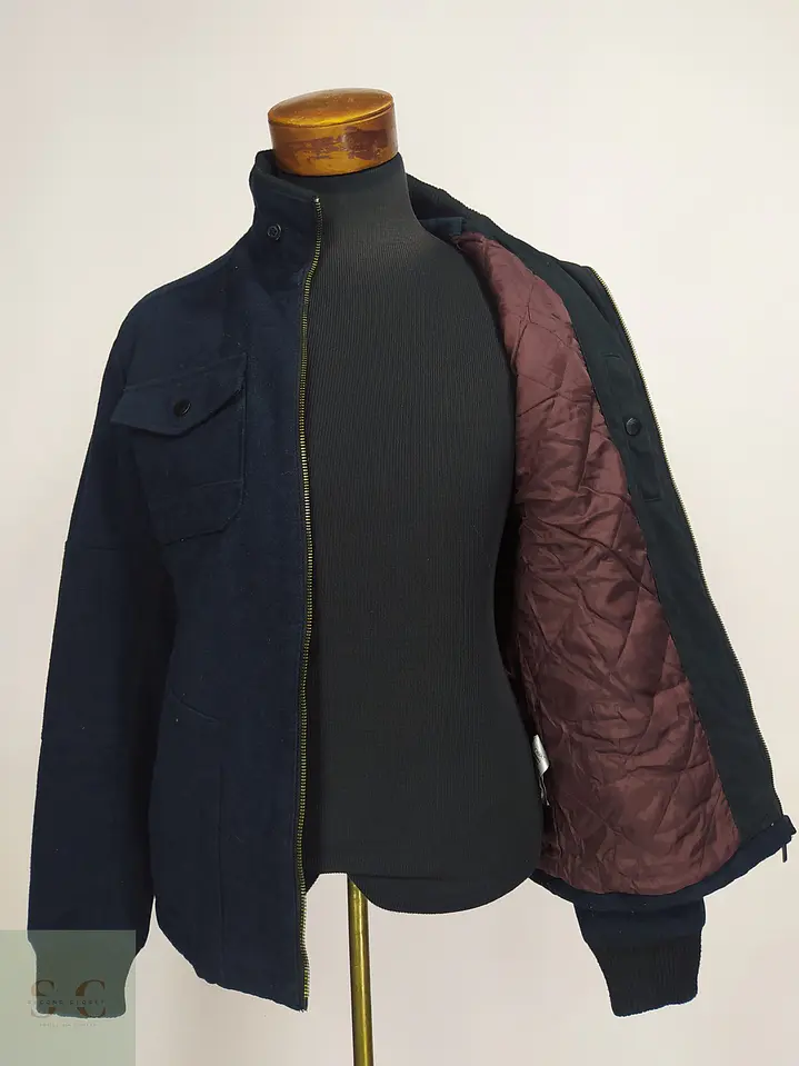 Chaqueta de Mezcla de Lana Azul Marino con Forro Acolchado Talla SM 5