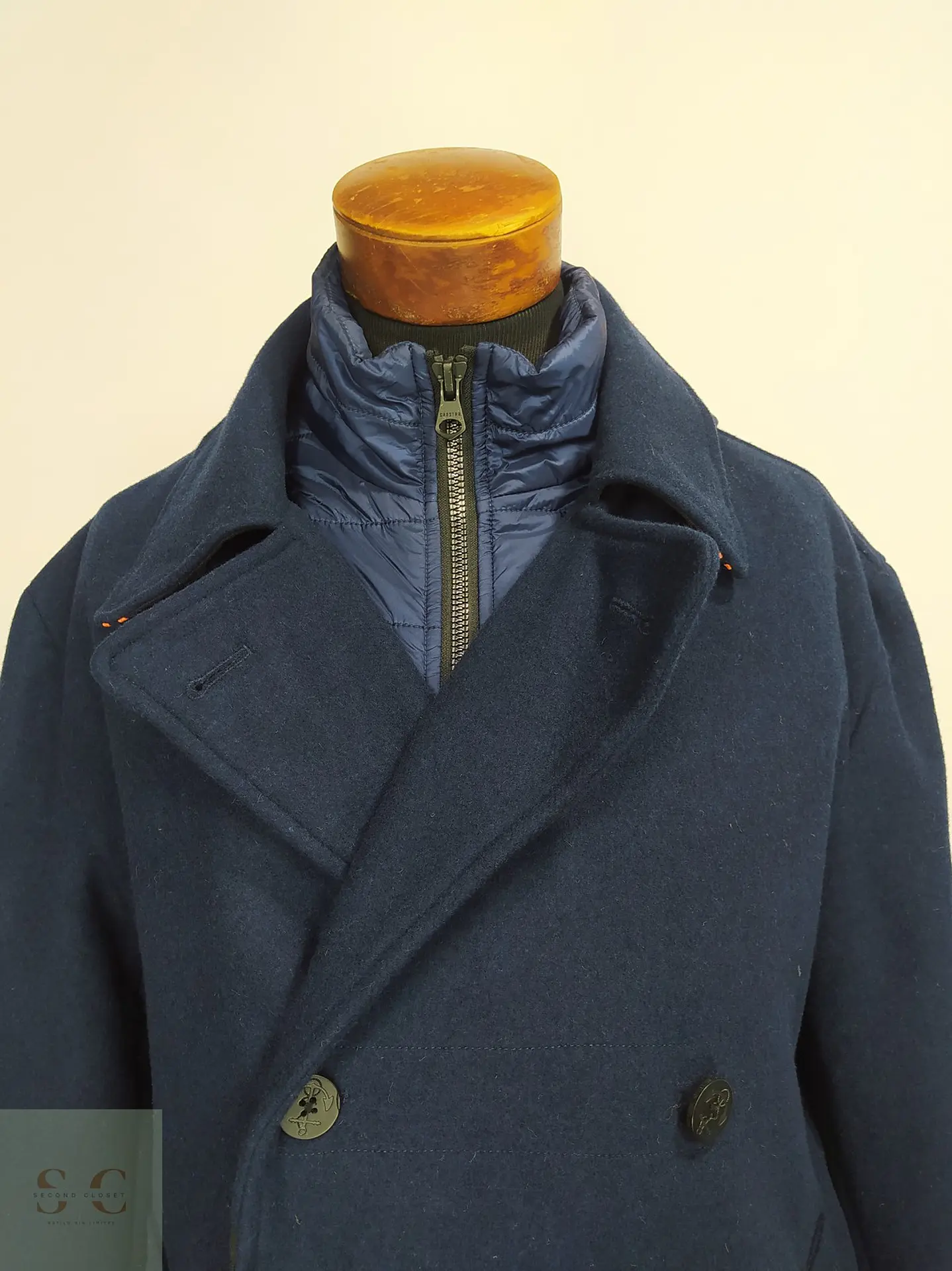 Abrigo Marinero de Lana Azul Gaastra con Pechera Acolchada Talla XXL 3