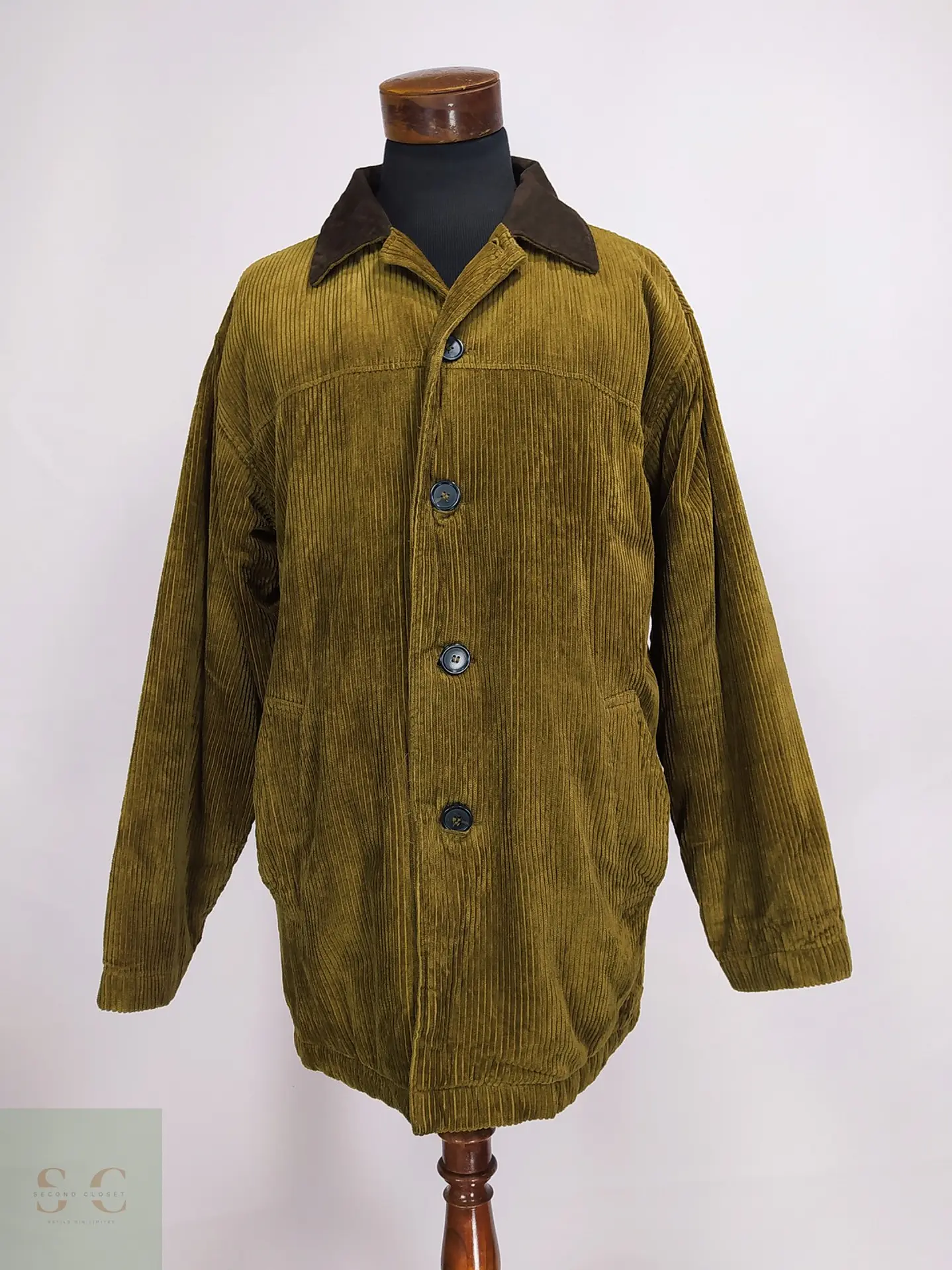 Chaquetón de Pana Cotelé Oliva Tostado con Cuello en Contraste TCM Talla XXXL 1