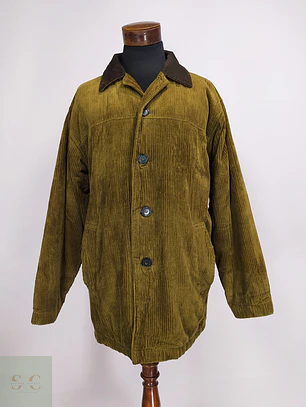 Chaquetón de Pana Cotelé Oliva Tostado con Cuello en Contraste TCM Talla XXXL