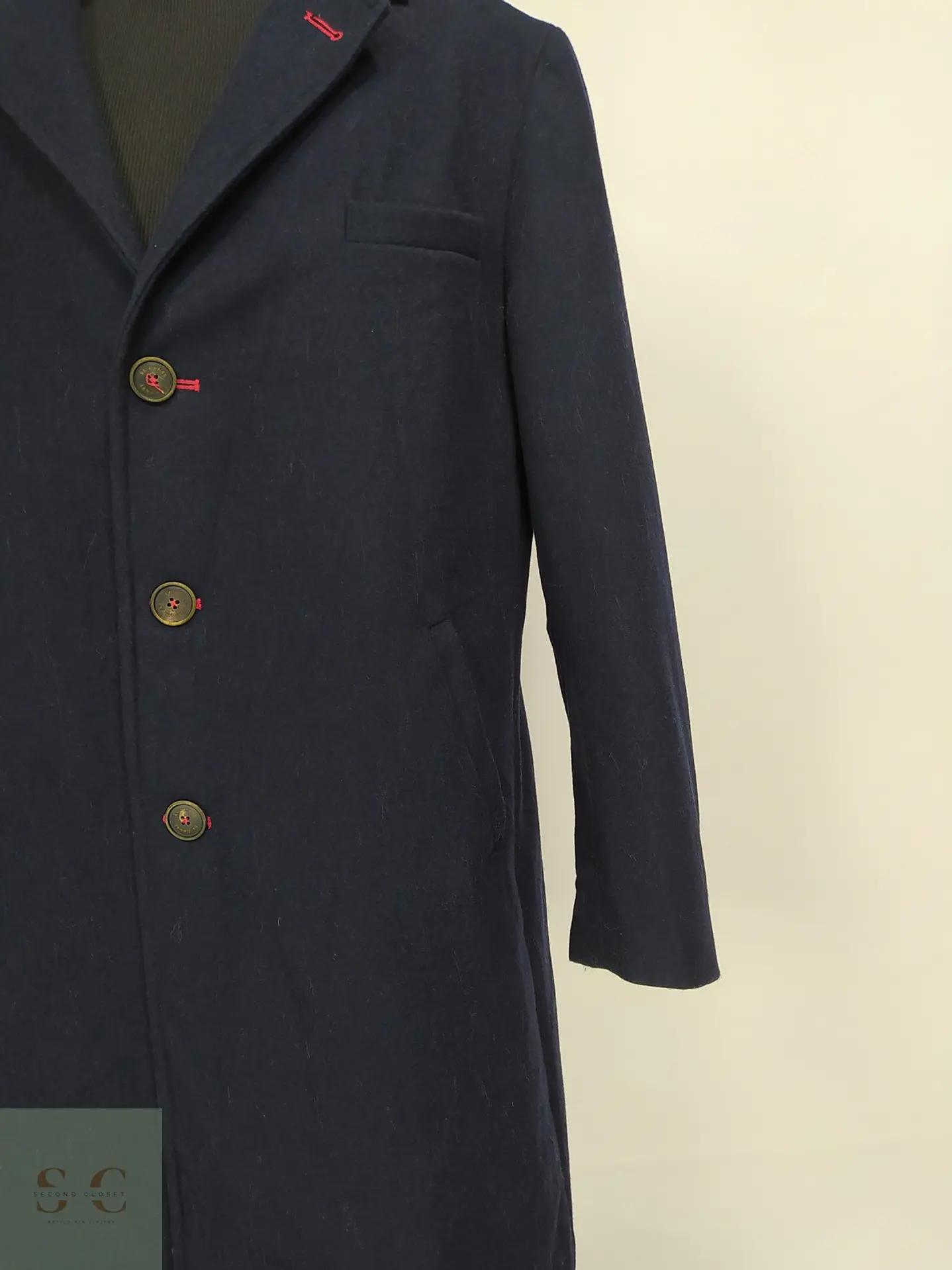 Abrigo de Lana Italiana In.Tes.Pra Azul Marino El Ganso Talla L 2