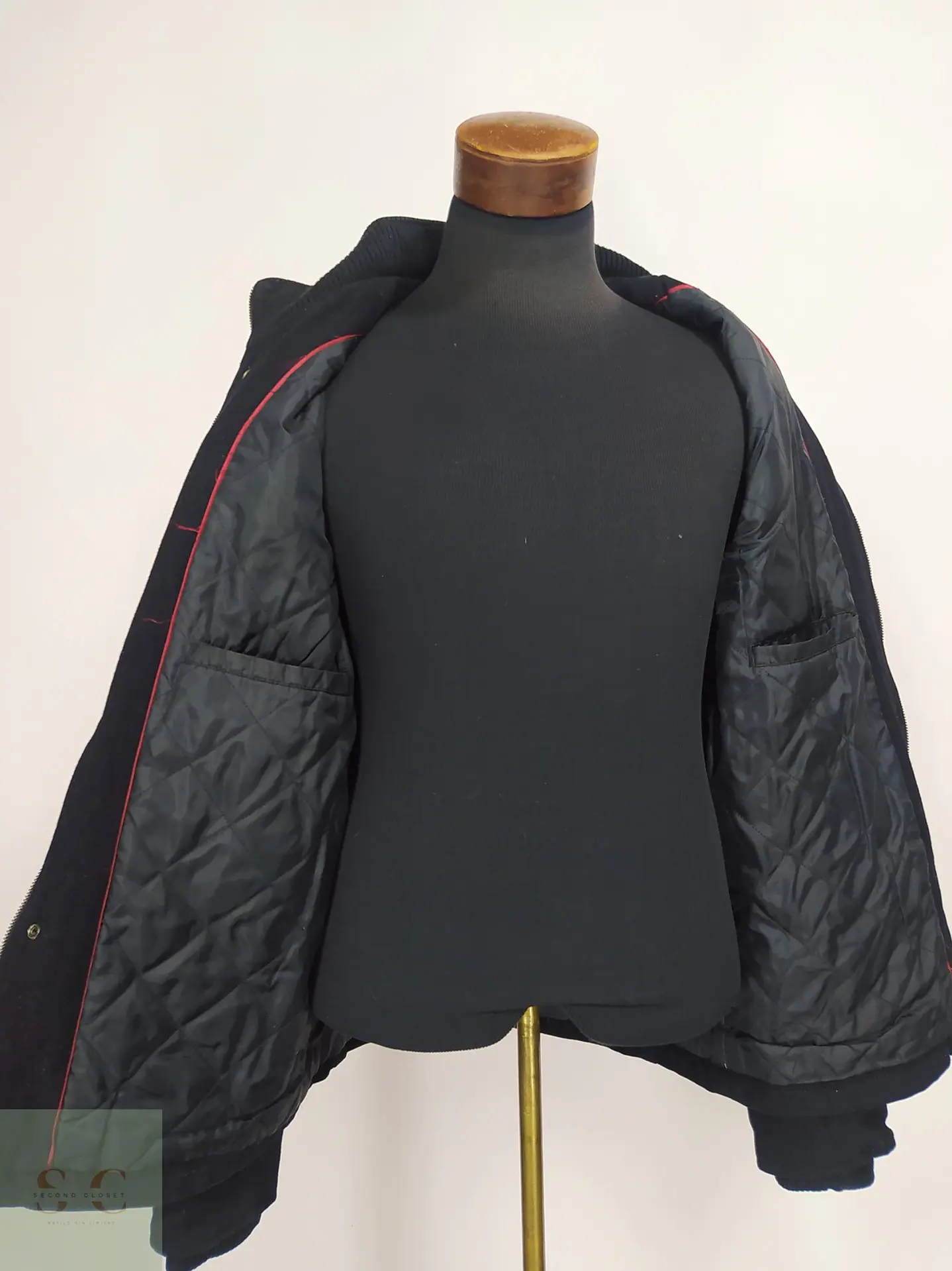 Chaqueta Utilitaria de Mezcla de Lana Negra con Forro Acolchado Merona Talla M 6