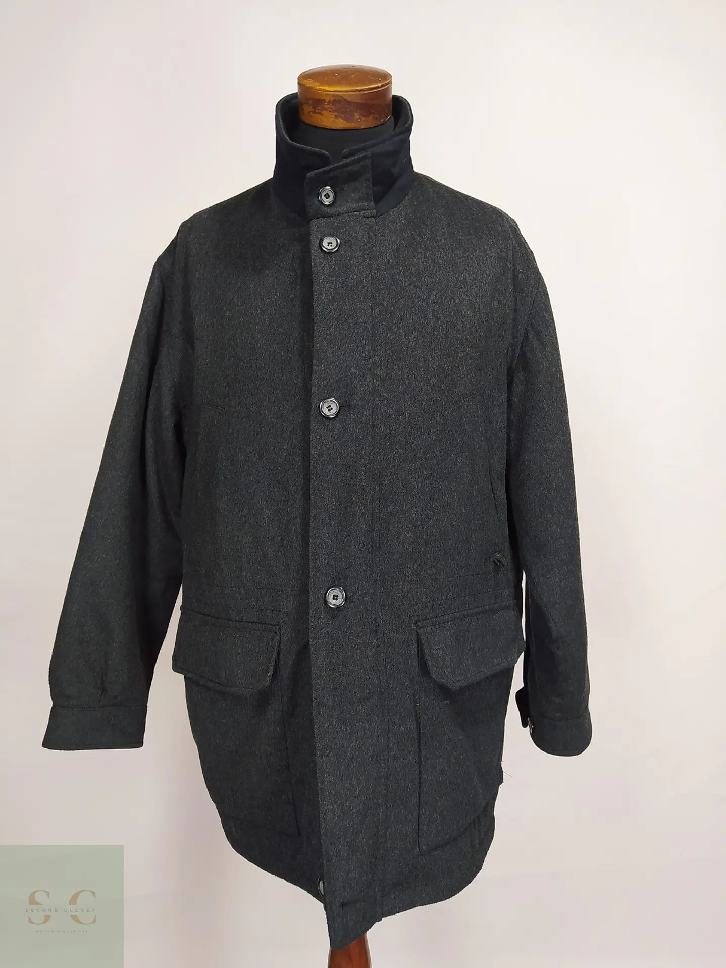 Chaquetón de Lana Virgen y Cachemira Gris Plomo SympaTex Talla XXL 1