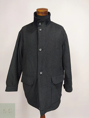 Chaquetón de Lana Virgen y Cachemira Gris Plomo SympaTex Talla XXL