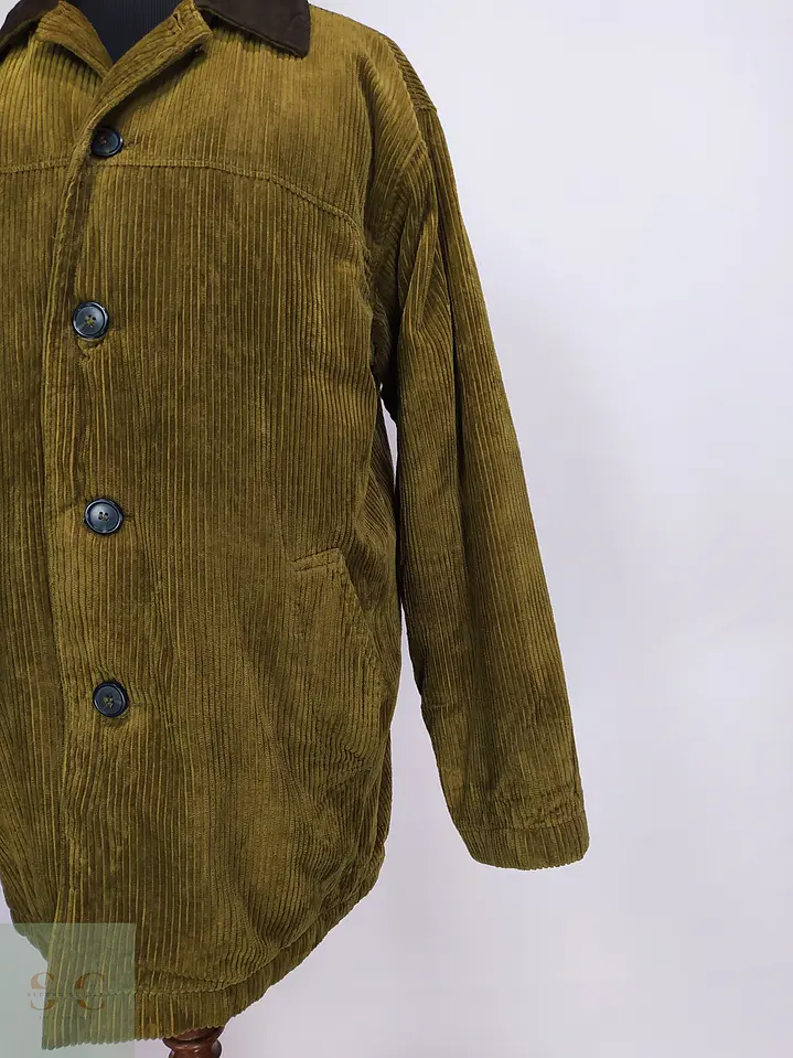 Chaquetón de Pana Cotelé Oliva Tostado con Cuello en Contraste TCM Talla XXXL 2