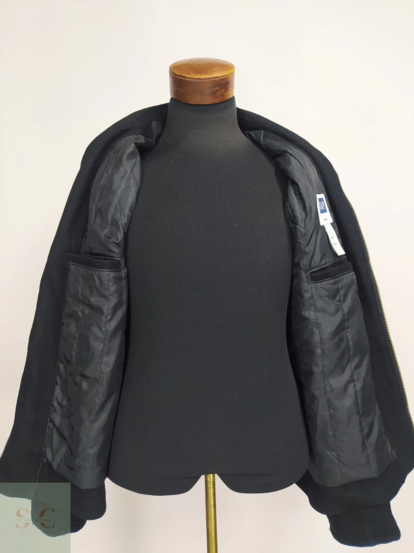 Chaqueta Estilo Harrington de Lana Negra Gap Talla L 5