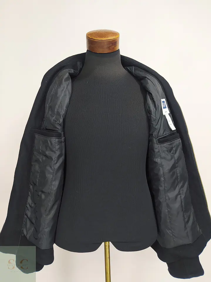 Chaqueta Estilo Harrington de Lana Negra Gap Talla L 5