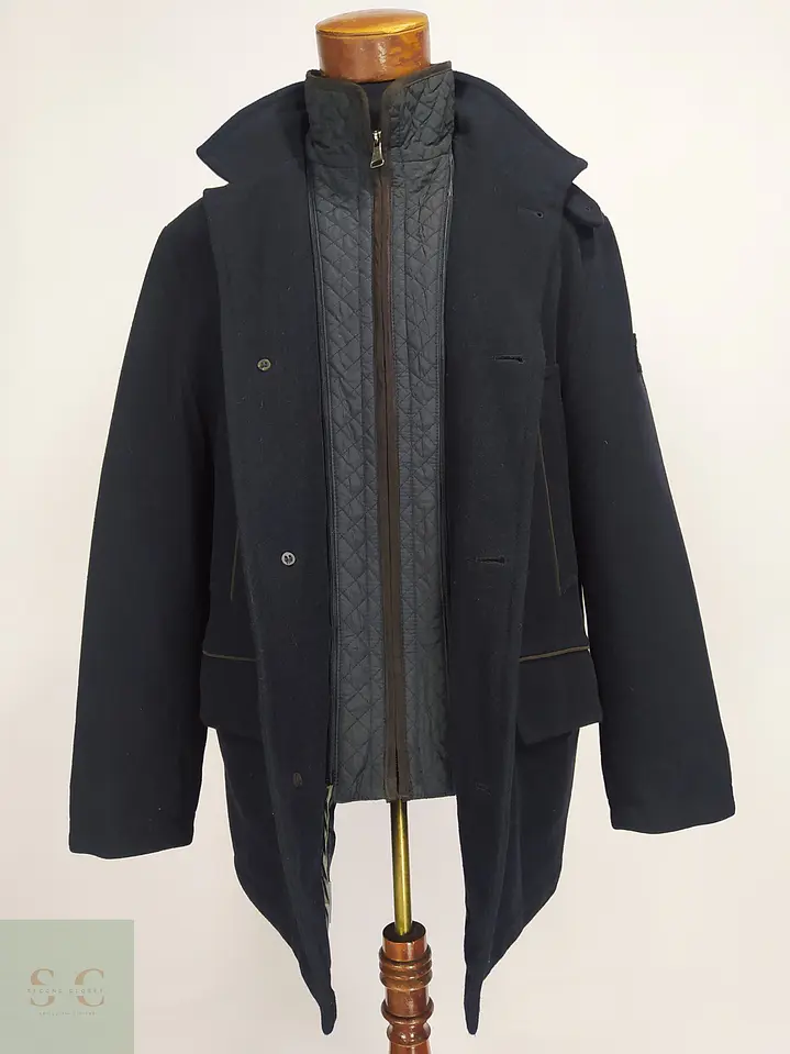 Abrigo Pierre Cardin París Negro con Pechera Acolchada Talla XL 4