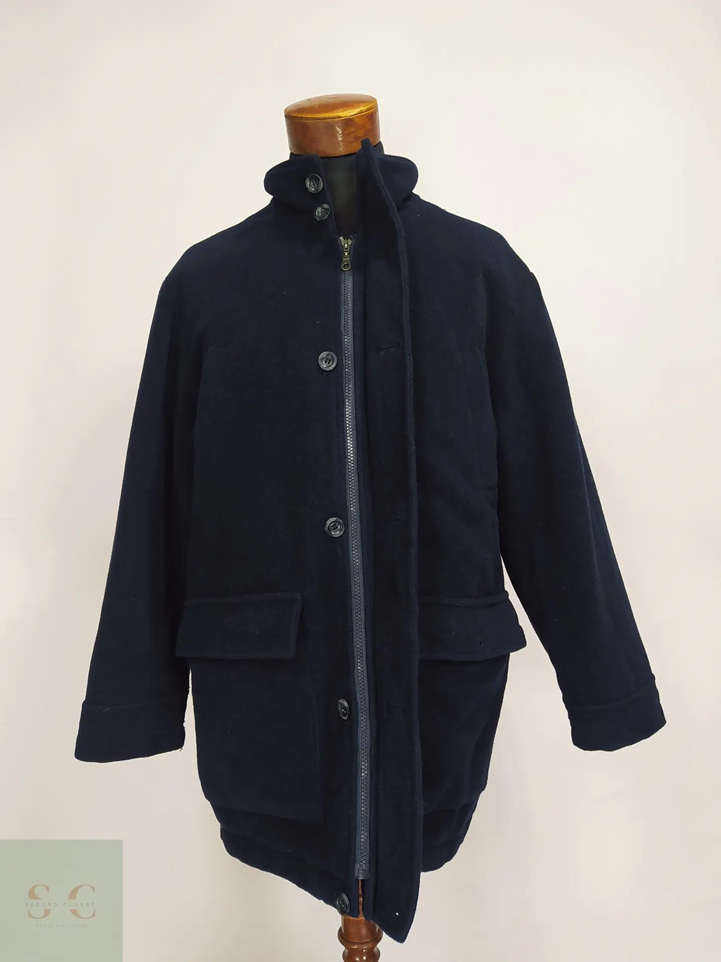 Chaquetón Acolchado de Lana Azul Marino Downstairs Talla XL 5