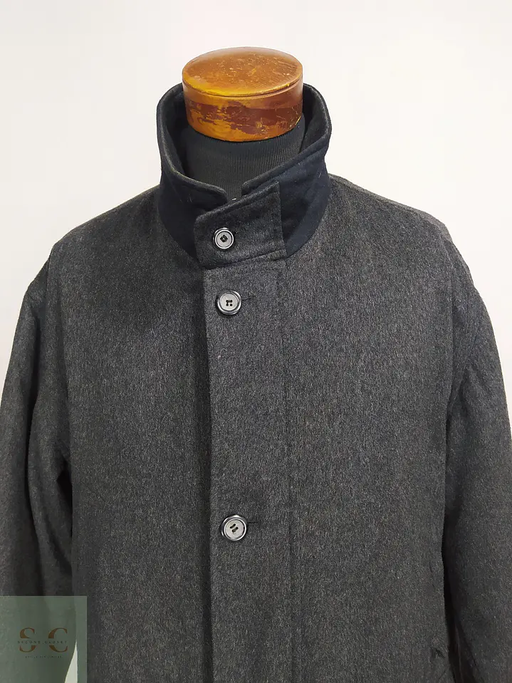 Chaquetón de Lana Virgen y Cachemira Gris Plomo SympaTex Talla XXL 3