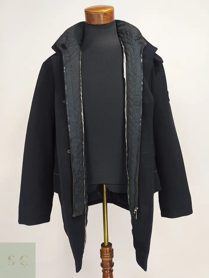 Abrigo Pierre Cardin París Negro con Pechera Acolchada Talla XL 5