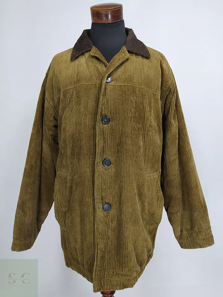 Chaquetón de Pana Cotelé Oliva Tostado con Cuello en Contraste TCM Talla XXXL 5