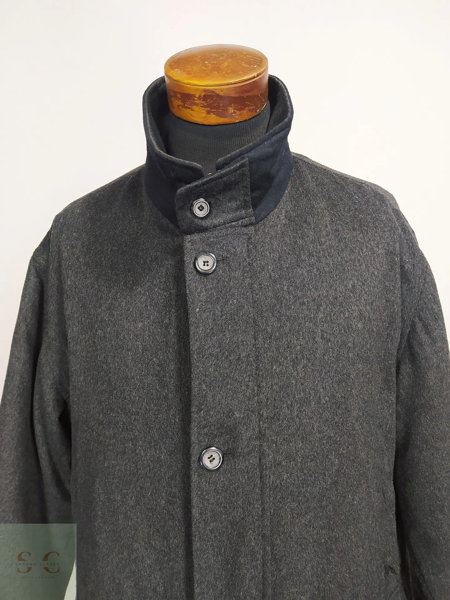 Chaquetón de Lana Virgen y Cachemira Gris Plomo SympaTex Talla XXL 4
