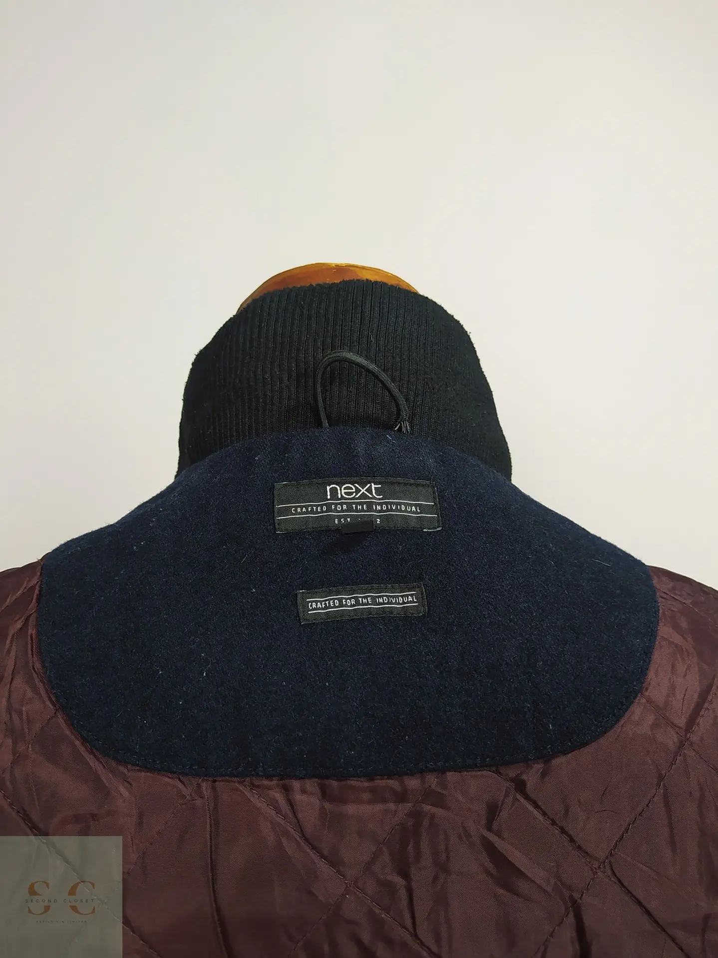 Chaqueta de Mezcla de Lana Azul Marino con Forro Acolchado Talla SM 12