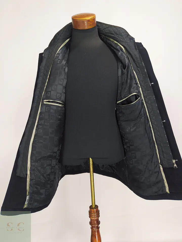 Abrigo Pierre Cardin París Negro con Pechera Acolchada Talla XL 6