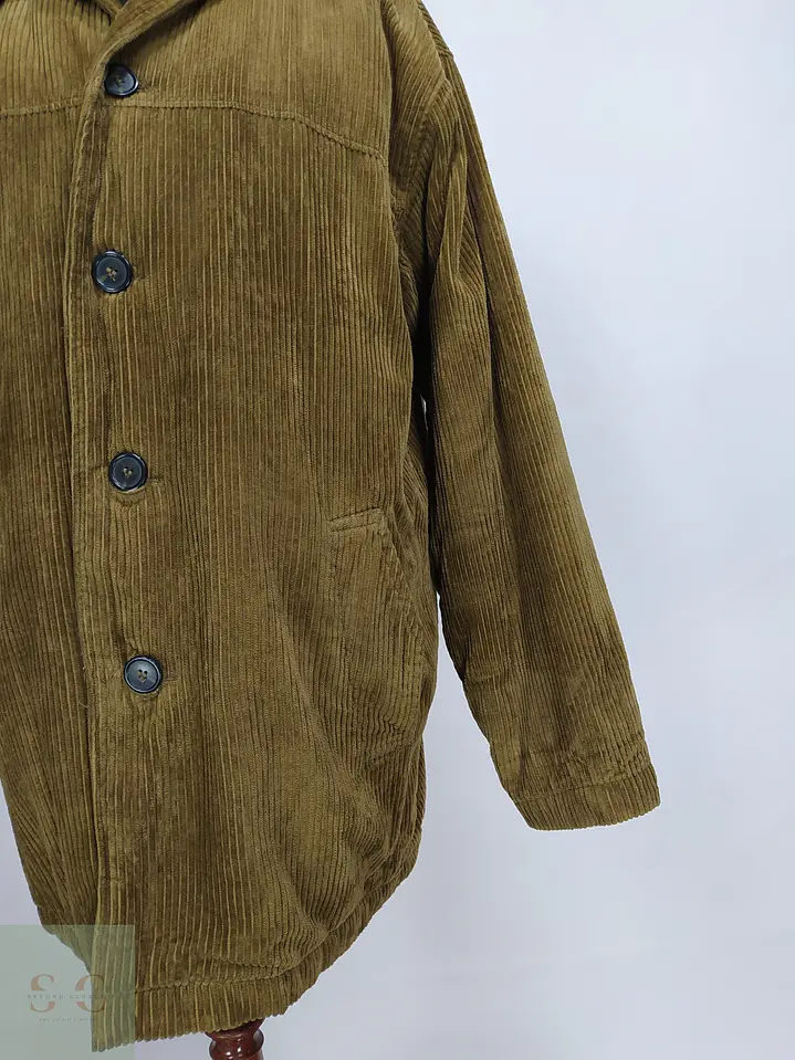 Chaquetón de Pana Cotelé Oliva Tostado con Cuello en Contraste TCM Talla XXXL 6