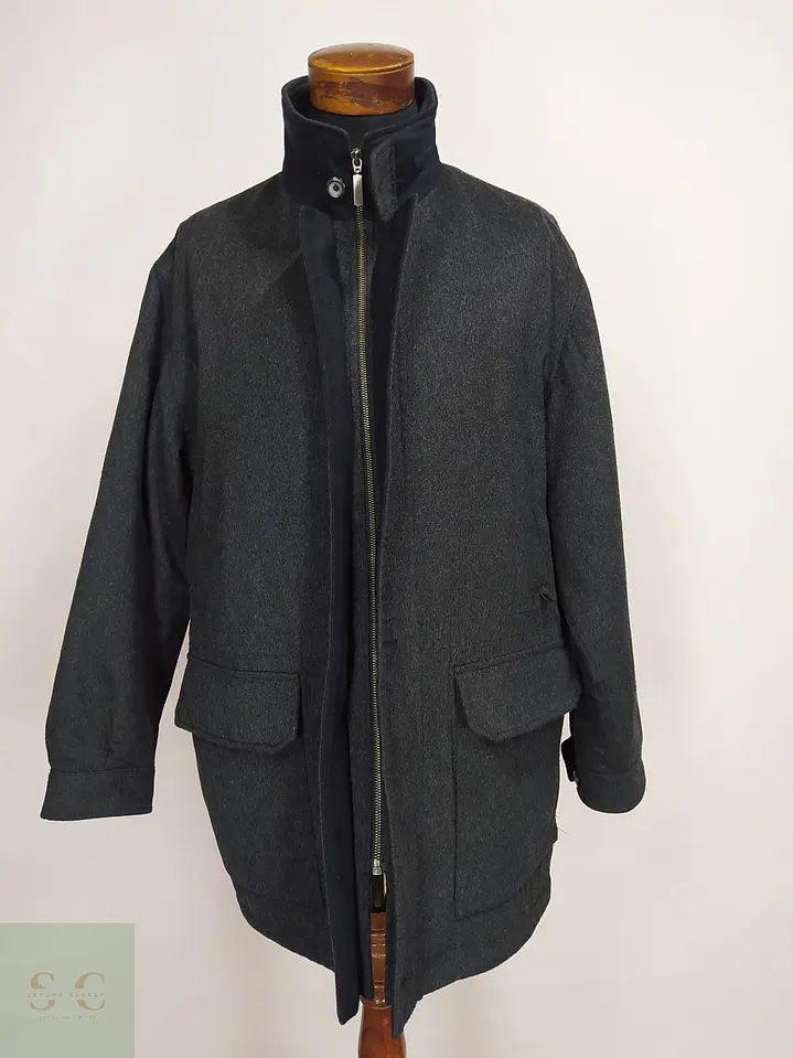 Chaquetón de Lana Virgen y Cachemira Gris Plomo SympaTex Talla XXL 6