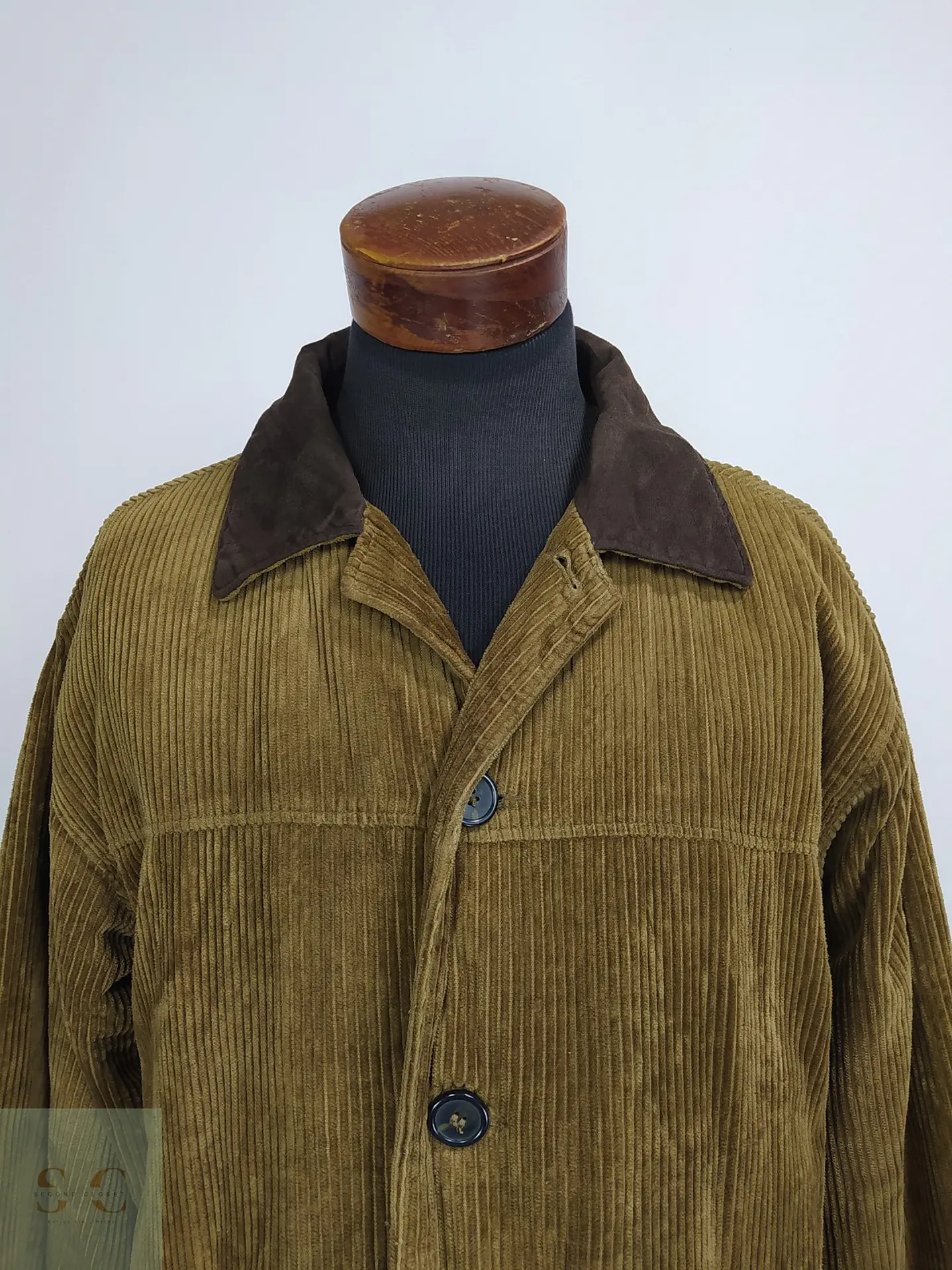 Chaquetón de Pana Cotelé Oliva Tostado con Cuello en Contraste TCM Talla XXXL 7