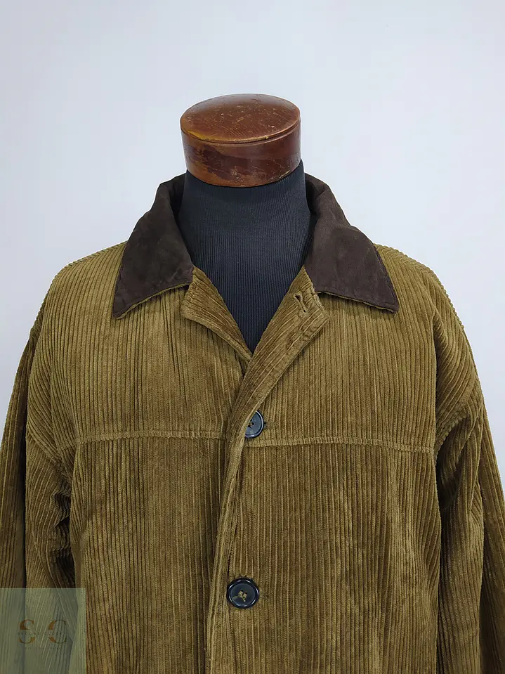 Chaquetón de Pana Cotelé Oliva Tostado con Cuello en Contraste TCM Talla XXXL 7
