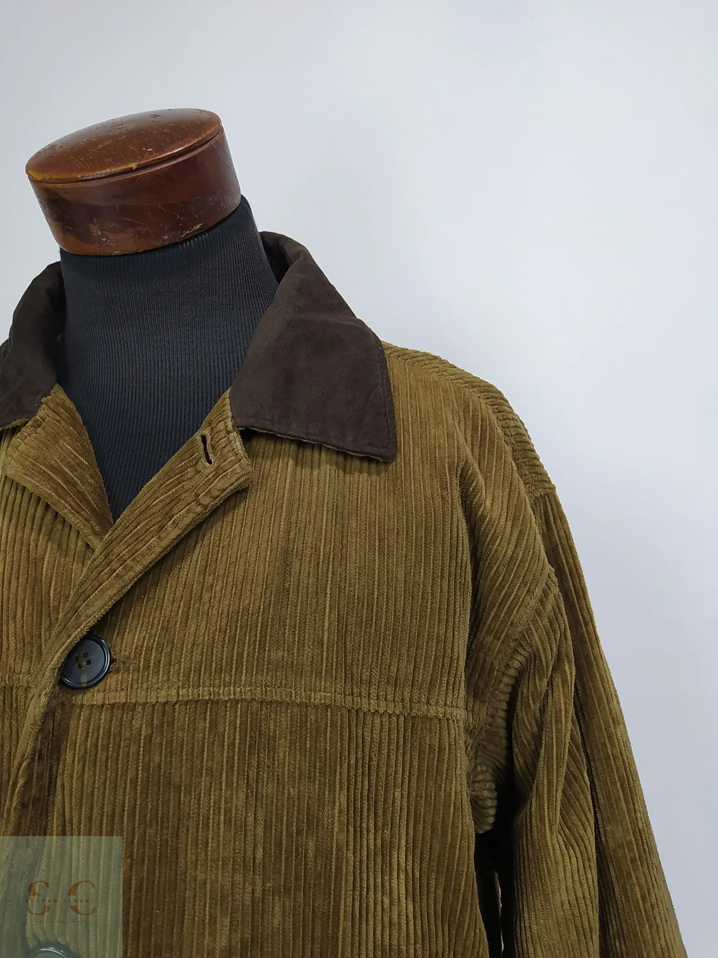 Chaquetón de Pana Cotelé Oliva Tostado con Cuello en Contraste TCM Talla XXXL 8