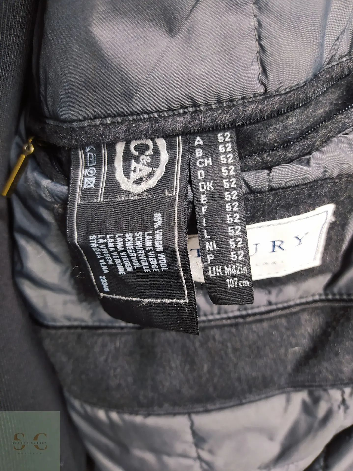 Chaquetón de Lana Virgen y Cachemira Gris Plomo SympaTex Talla XXL 8